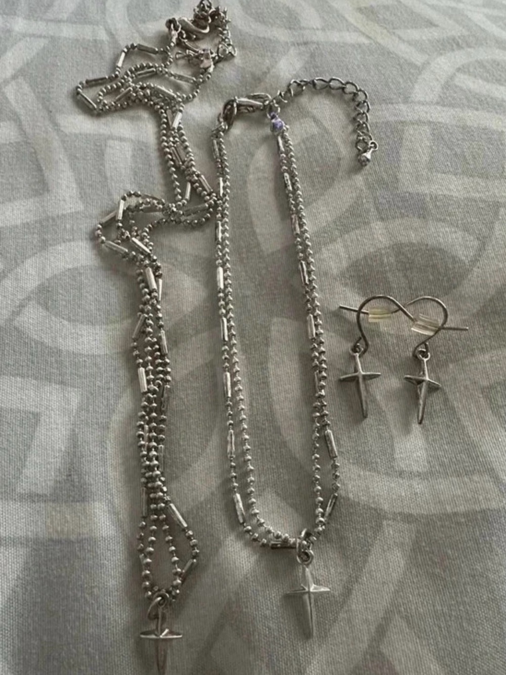 Premier Designs Silver Cross Necklace and Earring Set